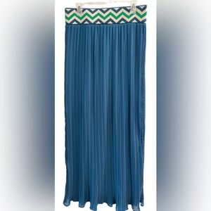 Lucy & Laurel, Anthropologie, Teal Maxi Skirt w Chevron Waistband, Size L